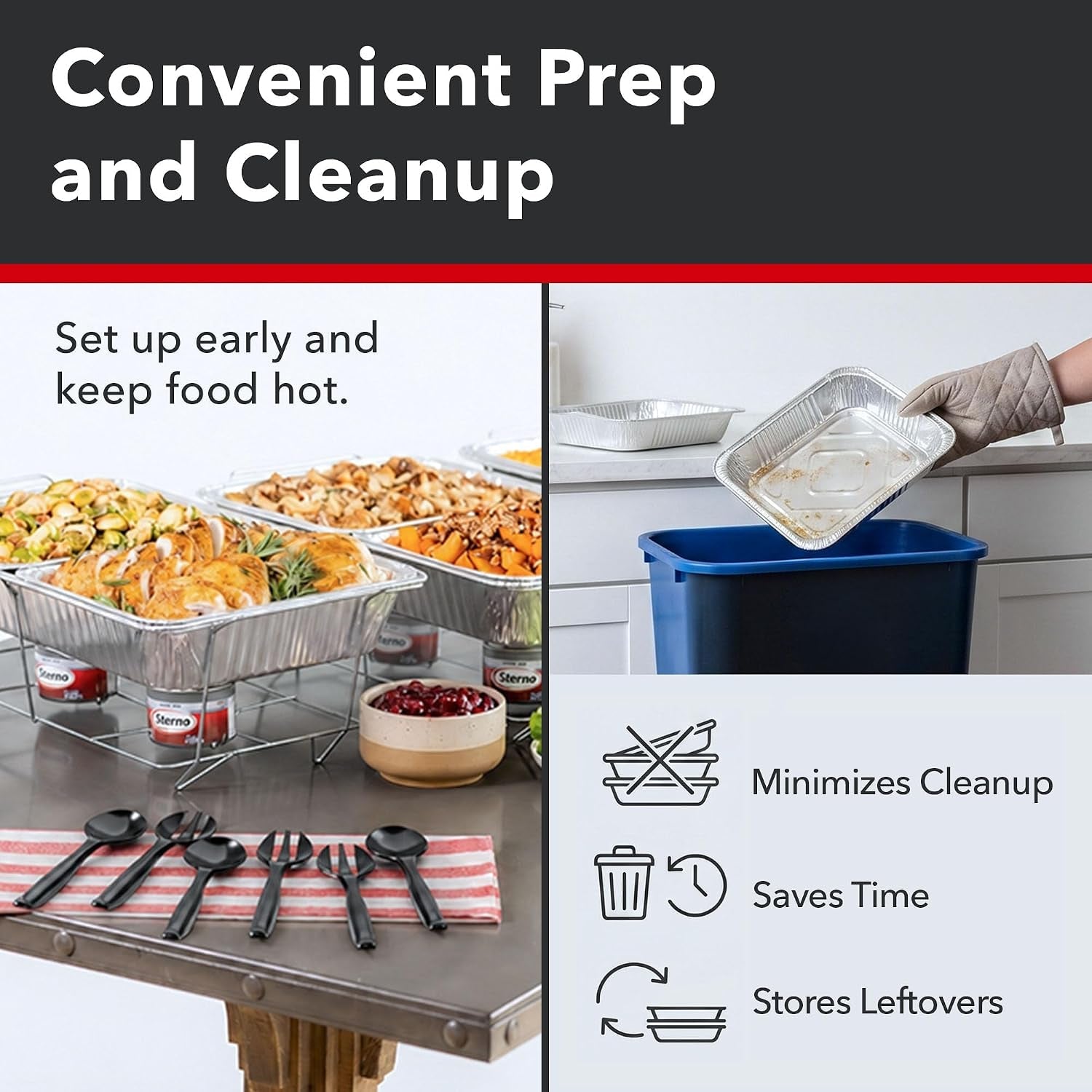 disposable-chafing-dish-buffet-set-with-6-hour-fuel-30-piece-3-full-size-buffet-setups-with-6-fuel-cans-3-water-pans-6-half-size-food-pans-6-lids-3-wire-racks-and-serving-utensils