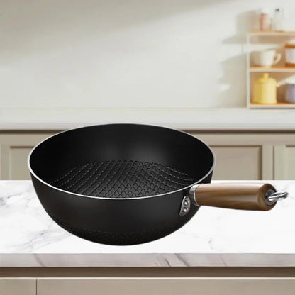 Iron Wok Pan Stir Fry Pan,Easy to Clean,Small Chinese Wok,Cookware for Stir Frying Boiling Cooking for Induction Electric Gas, 26Cm6