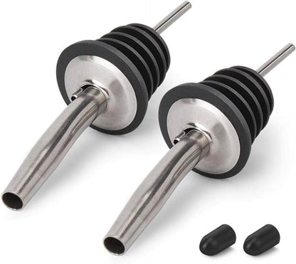 2PCS Stainless Steel Pourers,  Speed Liquor Bottle Pourer, Olive Oil and Vinegar Tapered Stopper Spout, Suitable for about 3/4" Bottle Mouth, Olive Oil Spout with Sealed Dust Caps1