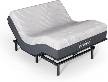 Sven and Son Essential Adjustable Bed Base (Frame) + 14 Inch Hybrid Spring Matt (Medium Soft), Easy Assembly, Head and Foot Lift, Memory Positions, Zero Gravity, Wireless Remote - Queen1