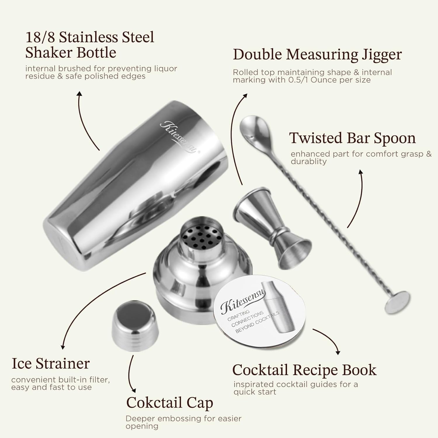 cocktail-shaker-24oz-drink-shaker-with-bartender-strainer-measuring-jigger-bar-mixing-spoon-cocktail-recipe-guide-professional-drink-mixer-set-for-beginners-silver