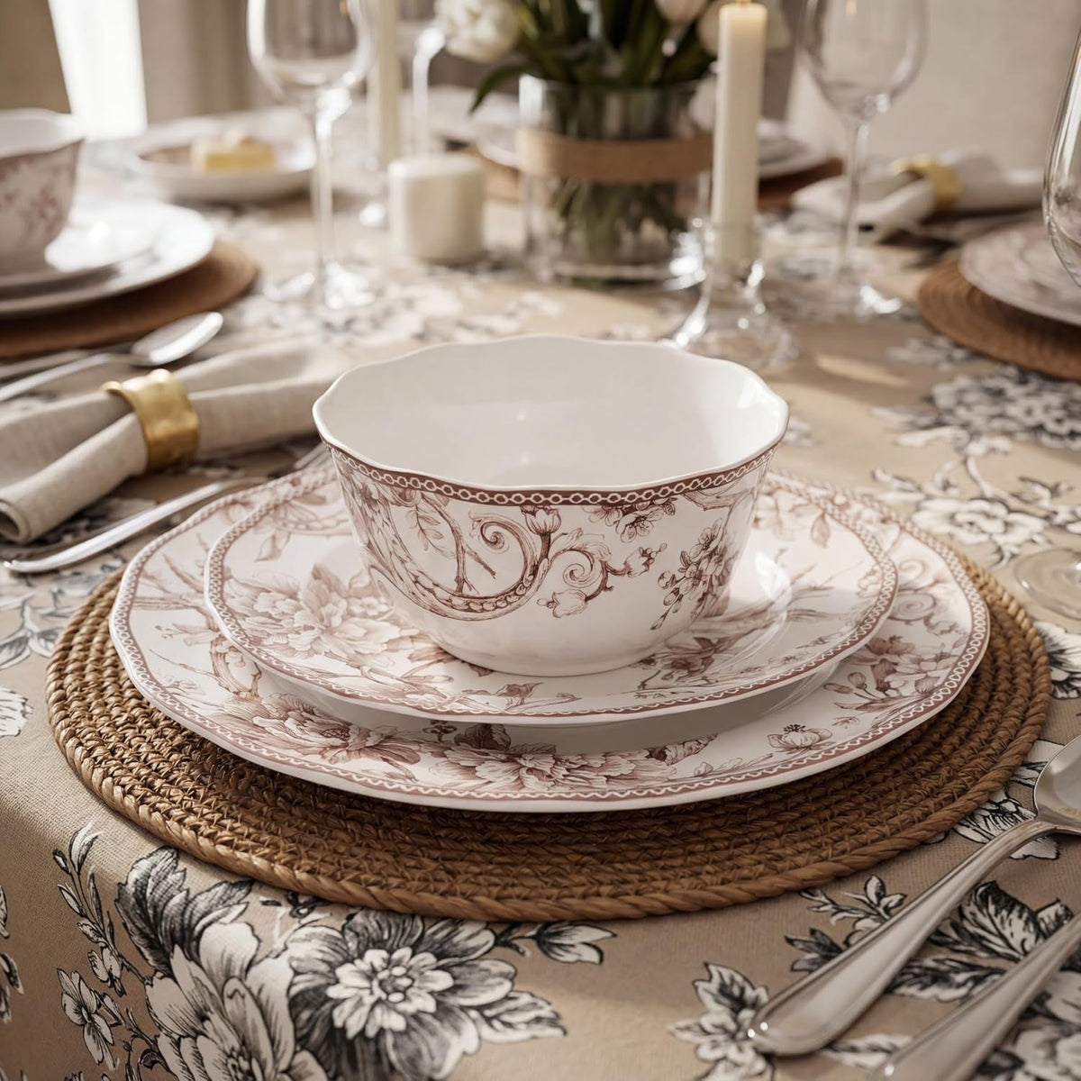 adelaide-brown-on-white-12-piece-dinnerware-set-service-for-4-big-dinner-plates-and-bowls-sets-durable-porcelain-microwave-and-dishwasher-safe-for-everyday-dining-entertainment