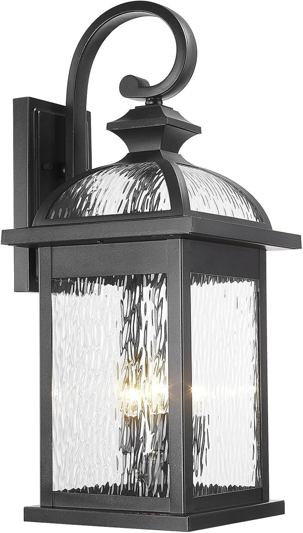 Outdoor Lights Fixtures Wall Mount, Extra Large 26Inch Outdoor Wall Sconce Lights with Water Ripple Glass for House Front Porch Patio Garage E12 Bulb Base1
