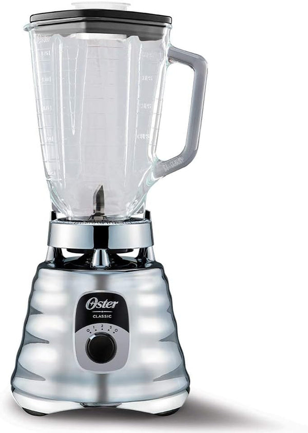 Oster Original 3 Speed Chrome Blender, 6 Times More Durable Motor, 10 Times Stronger, 5 Cup Glass Jar1