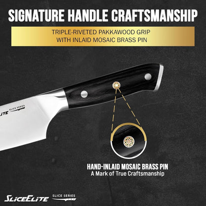 Slice Series 8 Inch Chef Knife, Pakkawood, Leather Sheath6