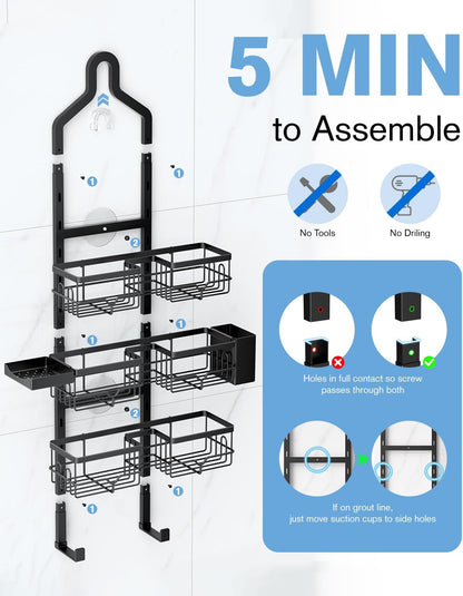 Shower Caddy Hanging, 3-Tier Hanging Shower Caddy over Showerhead & Door9