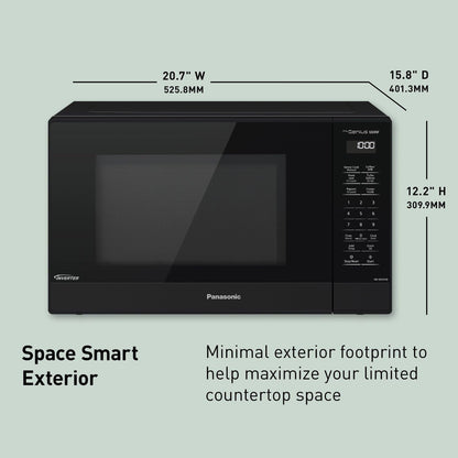 Panasonic NN-SN65KB Microwave Oven with Inverter Technology 1200W, 1.2 Cu.Ft. Small Genius Sensor One-Touch Cooking, Popcorn Button, Turbo Defrost-Nn-Sn65Kb (Black)2