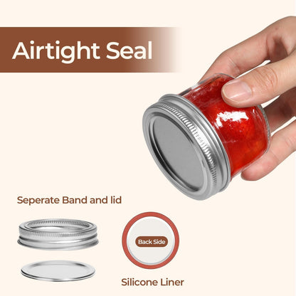 Mini Mason Jars 4 Oz, 8 Pack Regular Mouth Glass Jars with Lids | Bpa-Free Materials, Spice Rack, Small Jam, Honey Samples, Wedding Favors, DIY Candles, Labels and Twine3