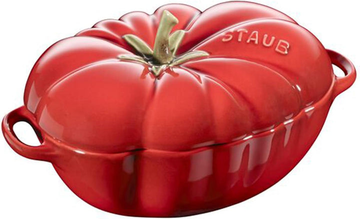 Staub Ceramic 16-Oz Petite Tomato Mini Cocotte, Baking Dish, No Stovetop save - Cherry | Designed after a Perfectly Ripe Heirloom Tomato, Dishwasher Safe, Designed in France, Serve Oven to Table