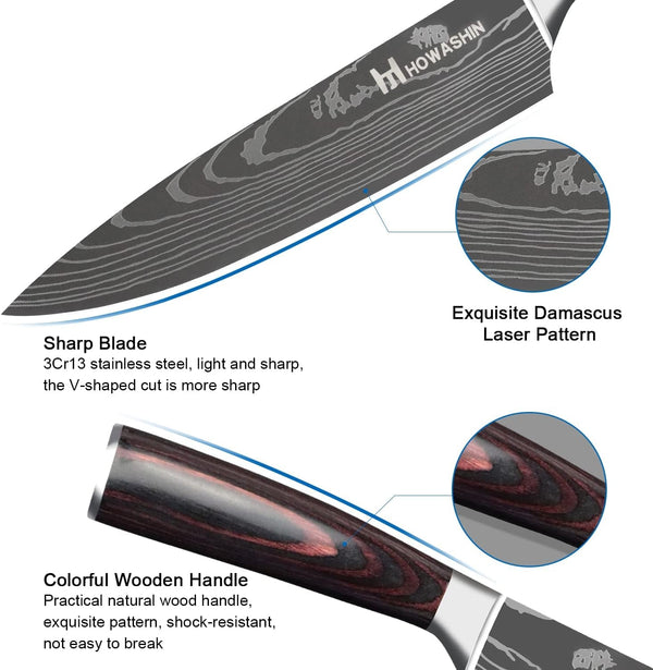 Kitchen Knife Set, Japanese 8” Chef Knife Set Professional 3 Piece5