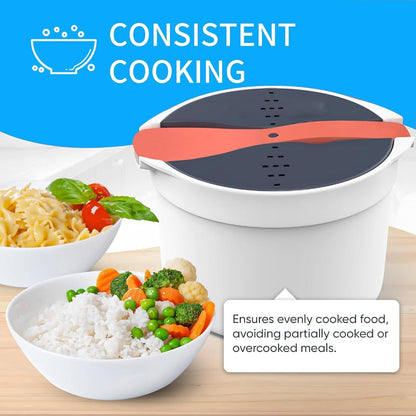 Microwave Rice Cooker, 2L Microwaveable Rice Steamer Pasta Maker with Rice Spoon Microwave Pasta Cooker for Rice, Pasta, Vegetables, Quinoa, Oatmeal, Ramen Non Stick4