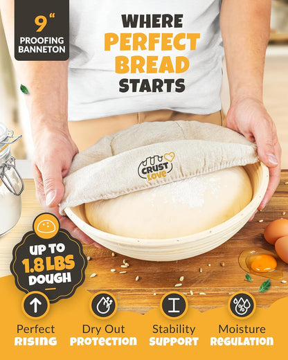 5 QT Pre-Seasoned Dutch Oven for Bread Baking with Lid and Kit | Dutch Oven for Sourdough Bread Baking and Supplies Incl. Banneton, Bread Sling, Lame, Dough Whisk & Guide, Cast Iron Pot Set4