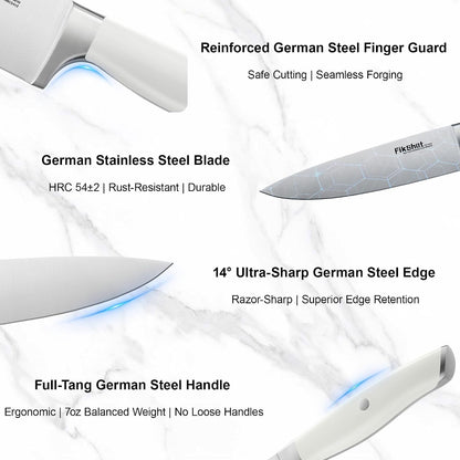 14-Piece Knife Set – German High Carbon Stainless Steel, White5