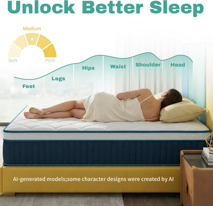 12 Inch Full Size Hybrid Mattress, Medium Firm, Spinal Support3