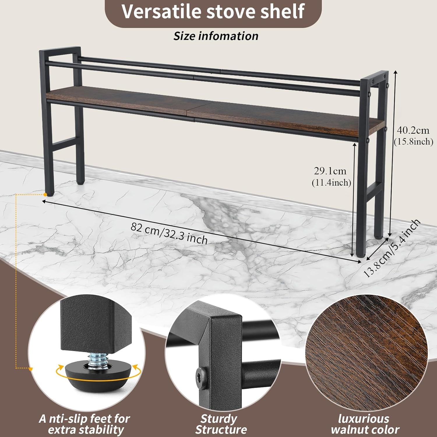 spice-rack-shelf-for-kitchen-stove-over-the-stove-shelf-with-4-hooks-extra-storage-countertop-rustic-wood-solid-metal-commbined-stove-shelf-for-storage-seasoning-easy-to-assemble