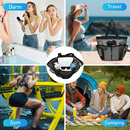 Mesh Shower Caddy Portable, Shower Tote Bag for Dorm Room Essentials, 8 Pockets Large Shower Basket for College Gym Beach Camping (1, Black)6