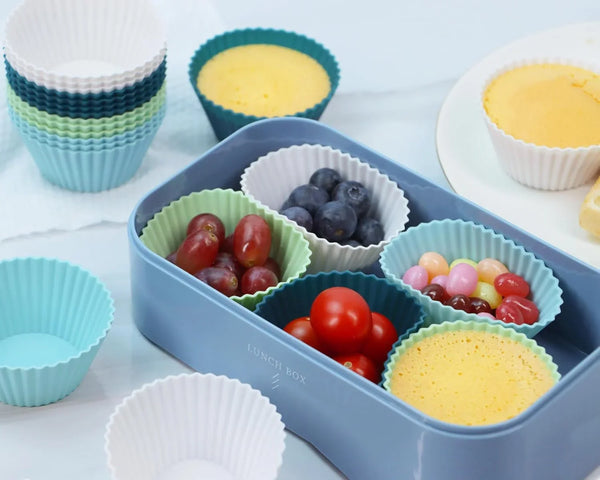 Silicone Baking Muffin Cups 12 Pack, Reusable Cupcake Liners Cake Molds, BPA Free, Dishwasher Safe(White, Green, Navy, Dusty Blue) | Silicone Material, Non-Stick, Round, BPA Free, Dishwasher Safe, Orange Colors6