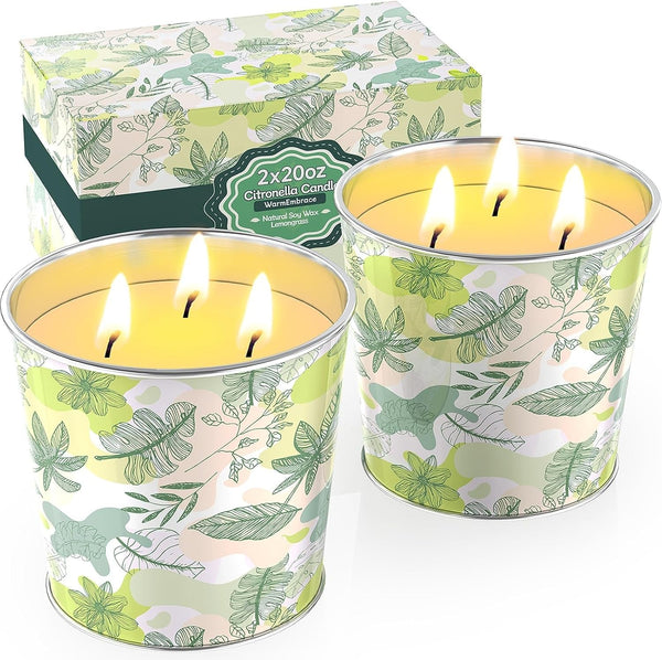 Citronella Candles Outdoor & Indoor, 40Oz Large Citronella Candle 200H Burning Long Lasting, Soy Scented, 3-Wick Natural Soy Wax for Patio, Garden, Backyard, Camping, Cookout1