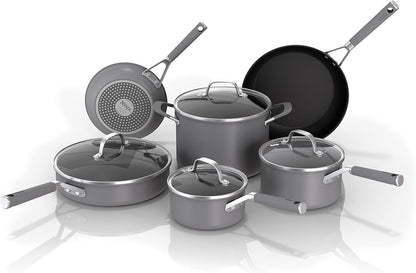 Ninja Pots and Pans Set Non Stick | Comfort Grip 10-Piece Cookware Set with Neverstick | Frying Pan, Sauce Pan with Lid, Stock Pot with Lid, Nonstick, Dishwasher Safe, Oven Safe to 400°F, CW69010 | Comfort Grip, Frying Pan, Sauce Pan with Lid, Stock Pot with Lid, Dishwasher Safe, Oven Safe to 400F, CW690101