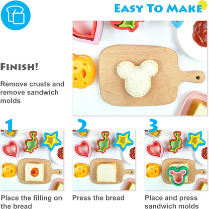Sandwich Cutter and Sealer, Sandwich Cutter for Kids 5 PCS（BIG）, Decruster Sandwich Maker, Great for Lunchbox and Bento Box - Boys and Girls Kids Lunch5