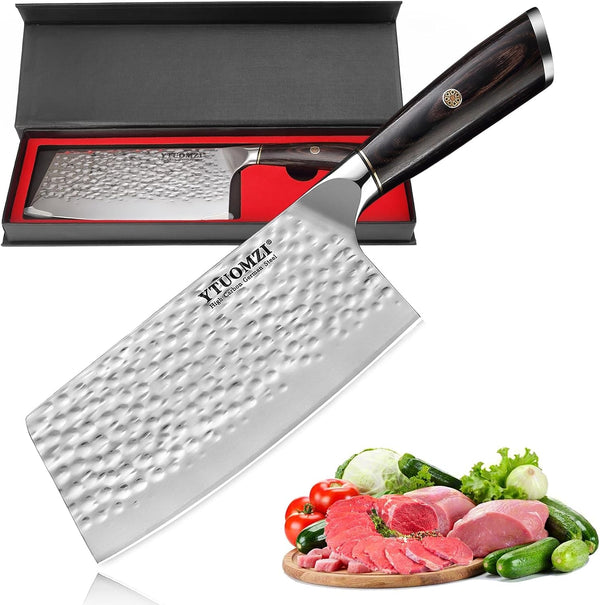 Non-Stick Cleaver Knife 7-Inch, Chinese Chef'S Knife for Kitchen, High Carbon German Stainless Steel Vegetable Chopping Knife, China Chopper | Caidao, Ergonomic Handle, Gift Boxed (7" Meat Cleaver)1