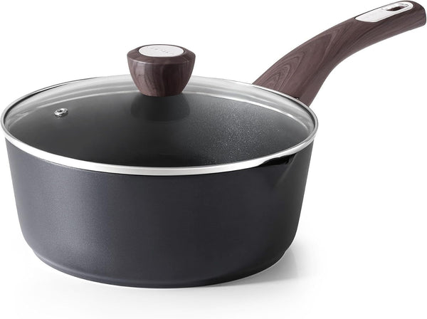 Nonstick Sauce Pan with Lid, 3.0 Quart Saucepan with Double Spout, Multipurpose Large Cooking Pot, Non Toxic Kitchen Sauce Pot, Non Stick Saucier Pan, Induction Comptable, PFOA Free1