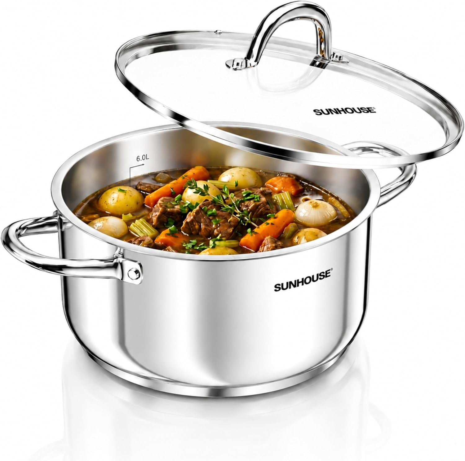stainless-steel-stock-pot-8-quart-tempered-glass-lid-3-ply-bottom-soup-pasta-food-boil-simmer-all-cooktops-dishwasher-oven-safe-8qt-pots-for-pasta-soup-stockpot-for-canning-with-impact-bonded-base-oven-safe-induction-compatible