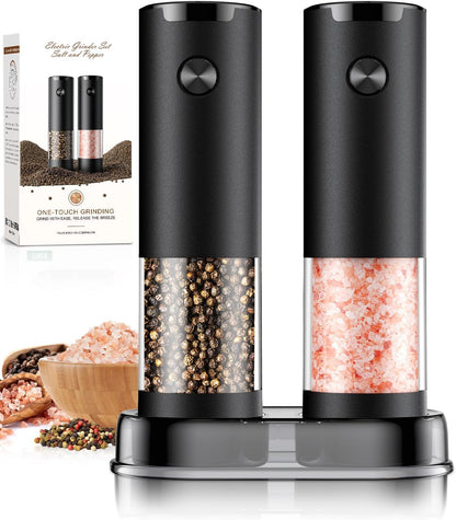 Electric Salt and Pepper Grinder Set Automatic Battery Pepper Mill Shakers Adjustable Coarseness Upgraded Larger Capacity with Led Home and Kitchen Appliances Birthday Gifts for Women Men1