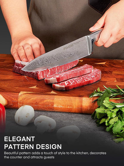 Knife Set,  7 Pieces Kitchen Knife Set with Built-In 5 X Sharpeners, Waved Texture Knife Set with Block, Stainless Steel Knife Block Set, Sharp Knives Set with Ergonomic Handle4