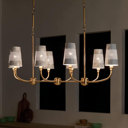 Adeena 8-Light Linear Chandelier Light, Brushed Natural Brass19