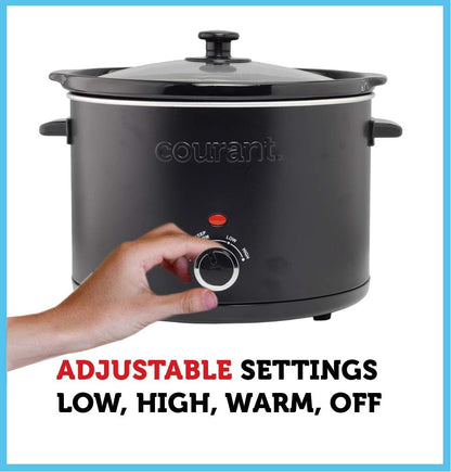Slow Cooker 5.5 Quart Crock, with Easy Cooking Options, Dishwasher Safe Pot and Glass Lid, Matte Black2