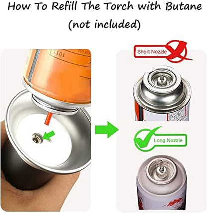 Kitchen Butane Torch, Safety Lock Adjustable Flame for Baking BBQ | 2500°F Adjustable Flame, One-Button Piezo Ignition, Refillable Butane Torch for Creme Brulee & Cooking (Butane Not Included)5