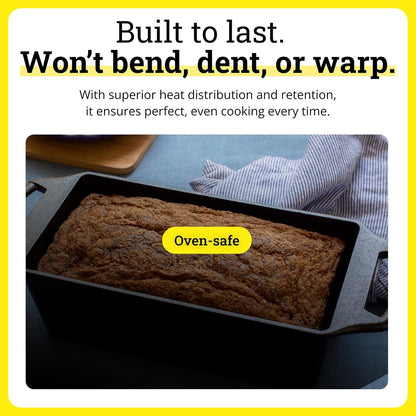 Pre-Seasoned Cast Iron Loaf Pan, Pfas-Free, 8.5 Inches | Rectangular Cast Iron Bakeware, Even Browning Bread Pan with Easy-Release Finish, Non-Toxic, Made in USA6