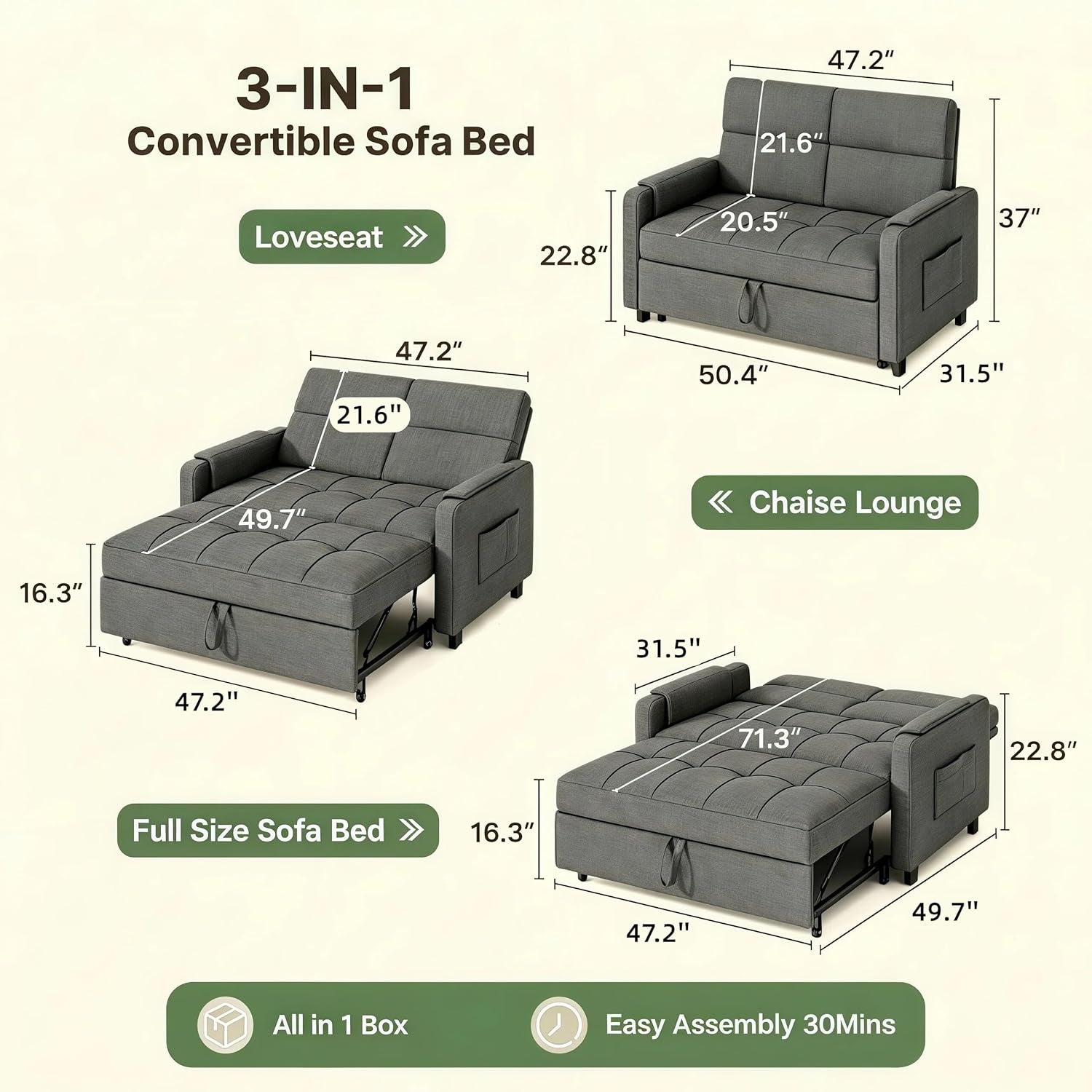 convertible-sofa-bed-modern-couch-bed-small-loveseat-sleeper-grey
