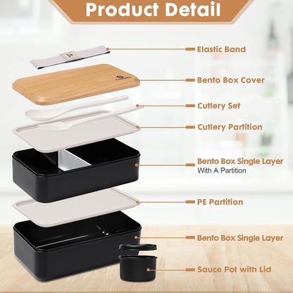 Bento Box Adult Lunch Box with Compartments for Women & Men,(47Oz)Stackable Japanese Bento Lunchbox,Rectangle Lunchable Food Container with Utensil Set,Leak-Proof & Microwave/Dishwasher Safe3