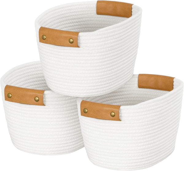 Storage Basket Set, 3 Pack Baskets for Shelves, White Storage Baskets for Organizing Toys, 11.4"Lx9.4"Wx7.4"H1