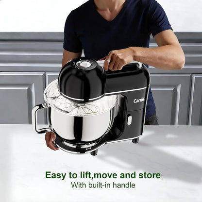Electric Stand Mixer,7.45 QT,10 Speeds with Dough Hook,Whisk, Flat Beater Attachments, Splash Guard, Easy-Carry Top Handle,3-In-1 Kitchen Mixer for Baking Cakes Cookie Bread Salad (Black)7