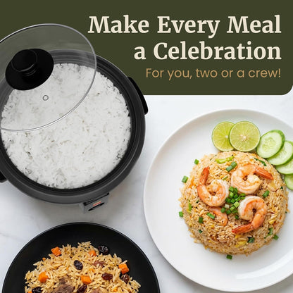 Electric Rice Cooker with Steam Tray and Non-Stick Inner Pot Makes Soups, Stews, Grains, Cereals, Keep Warm Feature, 6 Cups Cooked (3 Cups Uncooked), Black9