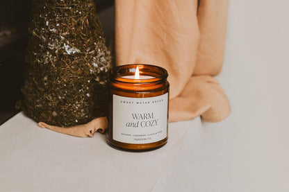 Warm & Cozy Candle, 9Oz Amber Glass Jar, Winter Scents7