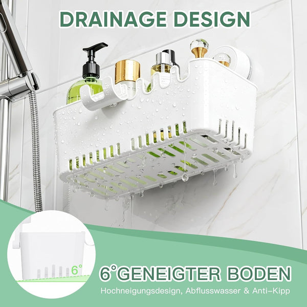 Shower Caddy Suction Cup No-Drilling Removable Shower Shelf Powerful Heavy Duty Hold up to 22Lbs, Waterproof Storage Basket for Shampoo & Toiletries Bathroom & Kitchen Caddy Organizer4