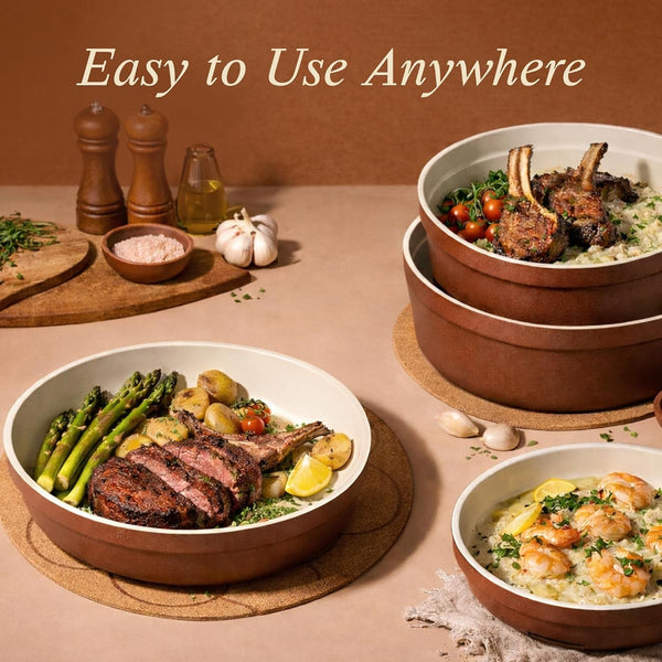 22Pcs Ceramic Cookware Set, Pots and Pans Set Non Stick Removable Handles, Non Toxic Cookware Oven/Dishwasher Safe, Induction Cookware, Gift Set, Nonstick Cookware Set with Kitchen Essentials2