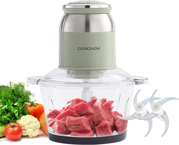 Green Food Processor,500W Electric Meat Grinder with 8 Cup Glass Bowl and 4 Sharp Blades, Food Chopper & Vegetable Chopper for Home Use,Meat Processor, Vegetables, Fruits and Nuts1