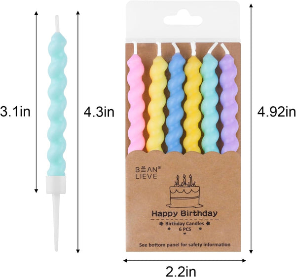 12-Count Birthday Candles - Rainbow Birthday Candle with Holders Colorful Spiral Long Cake Candles for Birthday Wedding & Lucky Party Cake Decorations2