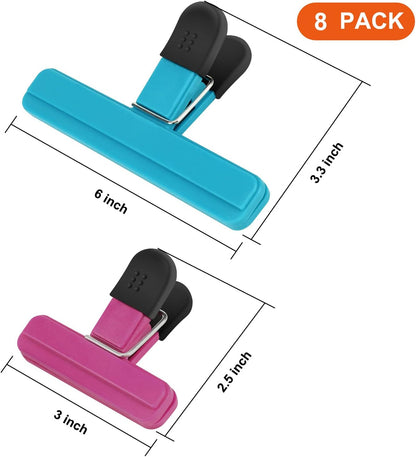 Chip Clips, 8 Pack Food Clips, Upgrade Wide Open Bag Clips for Food Storage with Air Tight Seal Grip (4 X L, 4 X S)2