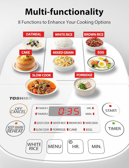 Mini Rice Cooker, 3 Cups Uncooked, for 1-3 People, Steamer and Warmer, Fuzzy Logic, One-Touch Cooking, 24-Hour Delay Timer, Auto Keep Warm, White3