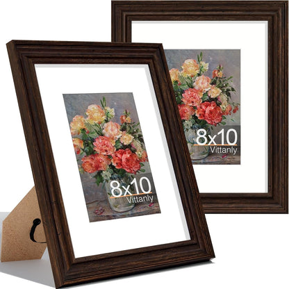8X10 Picture Frames Set of 2, Vintage Photo Frames, Rustic Brown1