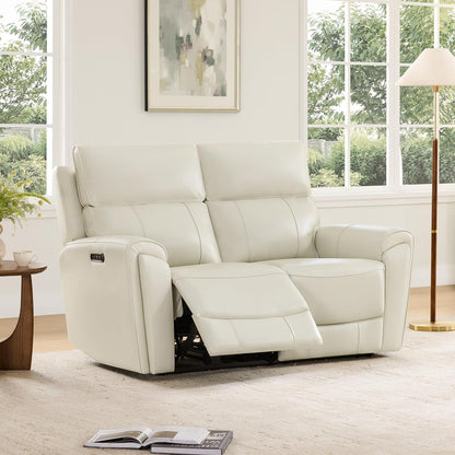 CHITA Genuine Leather Power Reclining Sofa, Wall Hugger Loveseat, Cream1