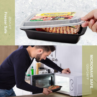 15 Pack- Meal Prep Containers 32Oz, Plastic Food Prep Containers Reusable, Leakproof to Go Food Containers with Lids, Bpa-Free, Microwave/Dishwasher/Freezer Safe3