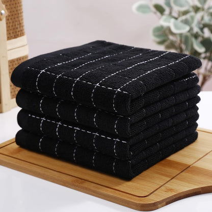 100% Cotton Terry Kitchen Towels, 4 Pack, Black | Ultra Soft and Absorbent Dish Towels for Kitchen, Suitable for Drying and Washing Dishes8
