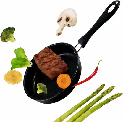 4.7 Inch Mini Non-Stick Skillet - 5-Layer Coating, Dishwasher Safe, Induction & Gas Compatible - Perfect for Camping, RV, Omelets, Pancakes & Healthy Cooking (Black)1